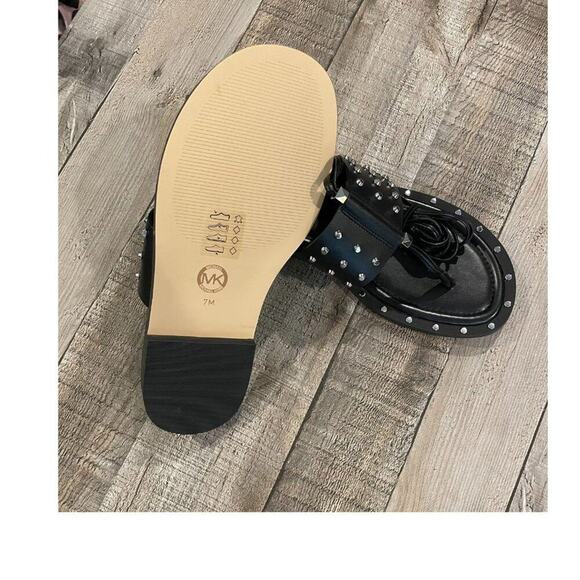 MICHAEL Michael Kors | Black Jagger Ankle-Tie Studded Leather Sandal | Size 7 - Picture 9 of 13
